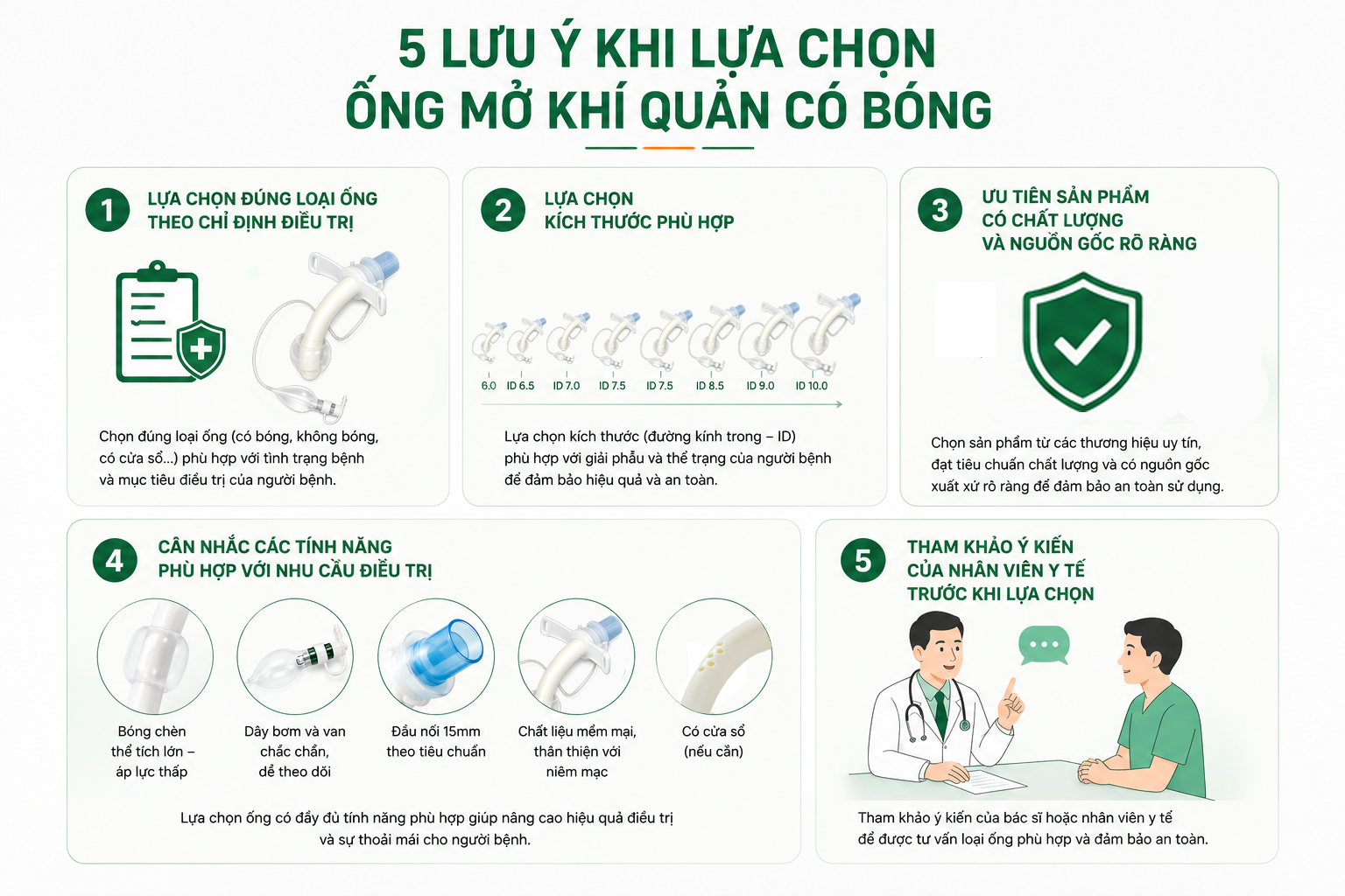 Lưu ý khi chọn ống mở khí quản có bóng